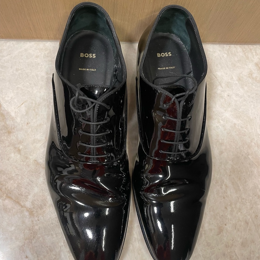 Hugo Boss Tuxedo Shoes, Black Patent Leather (12 M)